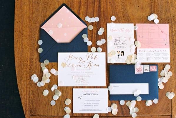 Wedding invitations, envelopes, RSVP's, menus etc!