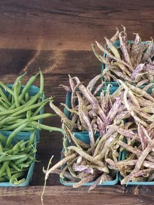 Green beans and purple dragon wax beans