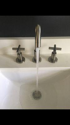 Lavatory sink faucet installed