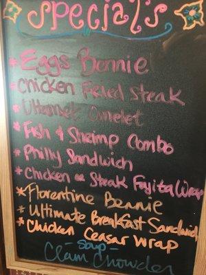 Specials for Breakfast and Lunch.