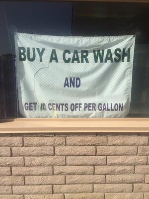 Gas is .10 / gallon cheaper when you buy a car wash.