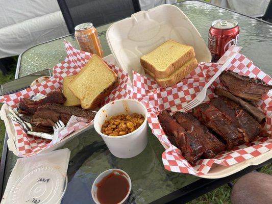 Brisket, ribs Mexican street corn =