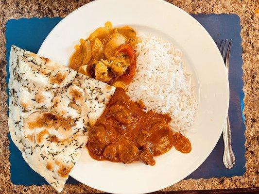 Rosemary Naan, Lamb Tikka Masala and Chicken Jalfrezi. All were delicious but the Naan and Tikka omg!