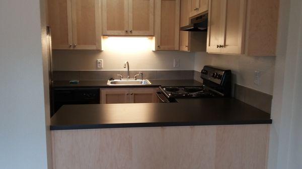 Dining area looking into kitchen