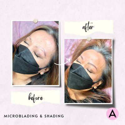 Before and after microblading