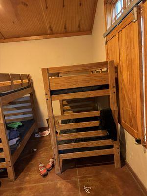 Bunk beds. Felt like sleeping on a table.