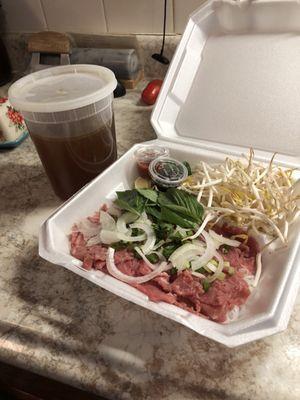 Beef pho-- takeout version pre-assembly