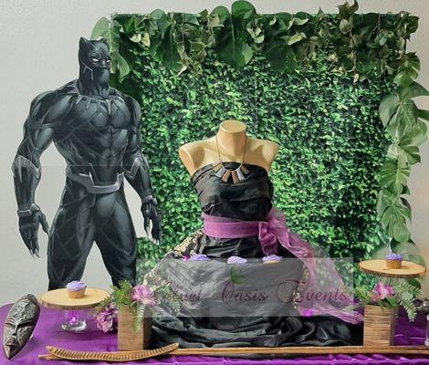 Black Panther Dessert Table. Designed by Velvet Oasis Events.