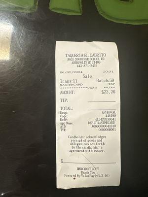 Precio el moicajete $21 más taxes $22.26 Pero en el menú cuesta $18