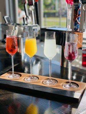 Mimosa flight! Orange, lemon, your pick & hibiscus!!!