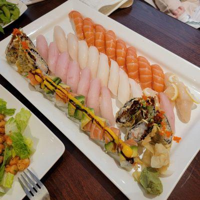 Salmon, Yellowtail, White Tuna, Scallop