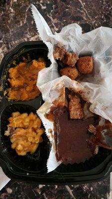 Rib tips, yams, mac & cheese