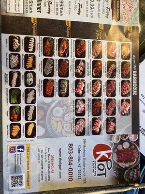 BBQ menu