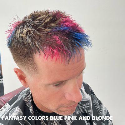 Fantasy colors blonde pink and blue