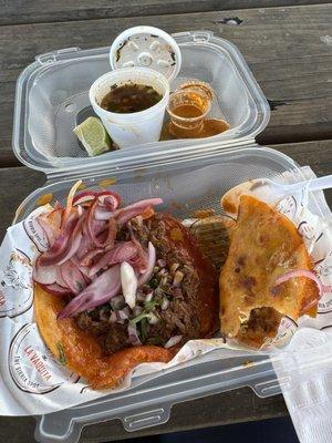 Volcano Taco (left) and partially eaten Quesa Taco (right-sorry I took a couple bites before I snapped the photo!).