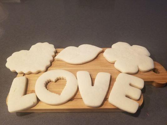 Sugar cookies, cut out.