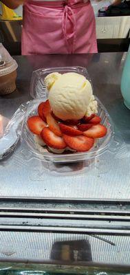 The Pavlova! Delishness with cream, some caramel, fresh strawberries, and ice cream.