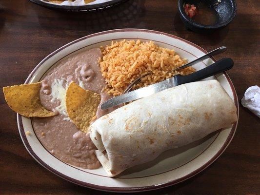 Veggie Burrito, Beans, and Rice