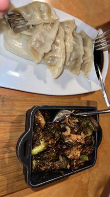 Dumplings and Brussel sprouts