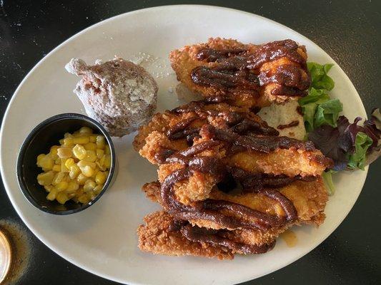 Nashville hot chicken and creamed corn