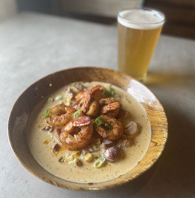 Have you tried our Shrimp & Grits made with our Taildragger Blonde Ale?