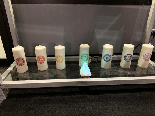 Custom made chakra meditation candles