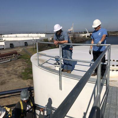 Working on tanks at BWC Terminals at Port of Stockton