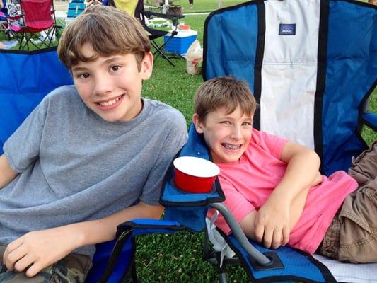 Kids relaxed having picnic in the park