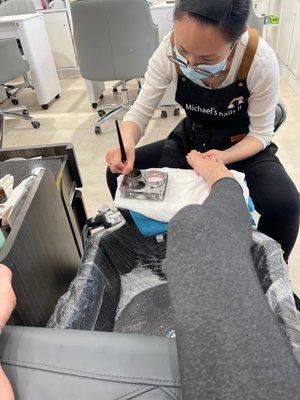 Manicure and pedicure time with Hannah and Michelle