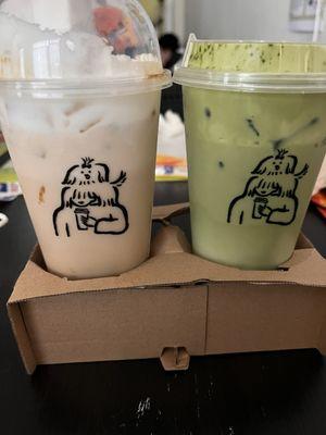 Matcha jasmine & Brown Sugar Milk