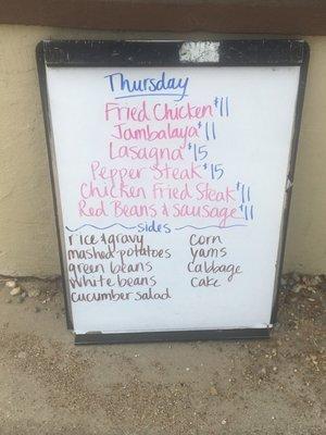 Thursday Menu