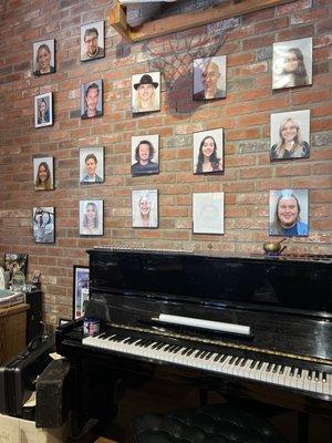 Piano behind reception desk