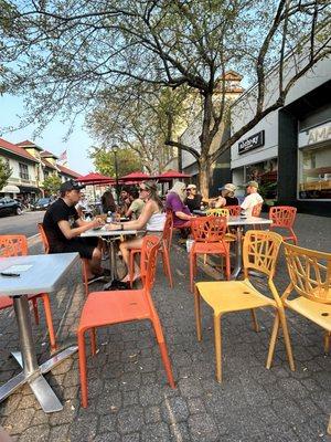 Outside sidewalk patio.