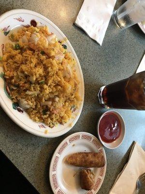 Shrimp Fried Rice and an Egg Roll