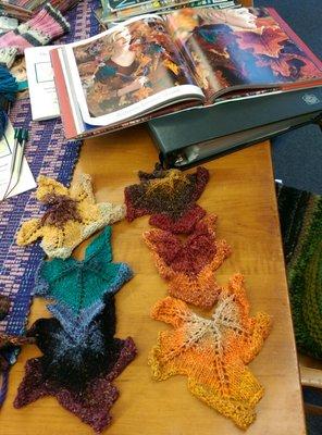 Look at the pretty fall leaves Peg makes with Noro yarn!