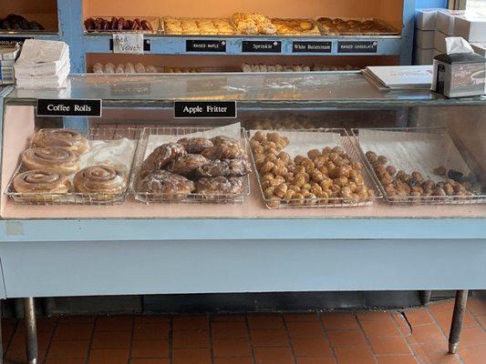 The Apple fritter and coffee rolls are huge