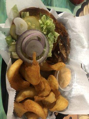 Blackened grouper sandwich...those fries tho