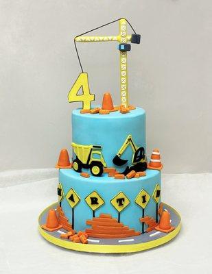 Construction themed cake