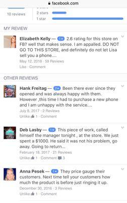 Their top reviews on Facebook. 2.4 rating. As you can see they replied to One in 3 years, and the comment was made 2 WEEKS ago.