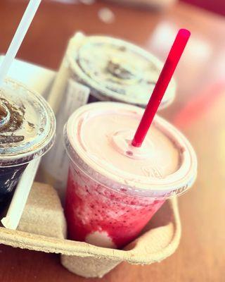 Strawberry  shake and Fountain Sodas