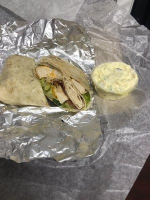 Grilled Bacon, Chicken, Cheddar, Ranch Wrap with Potato Salad