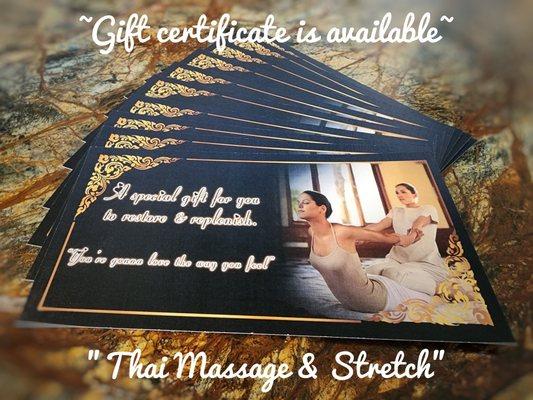 "Gift Certificate" is available here. #thaimassage&stretch