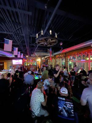 Dance floor; bar; upstairs