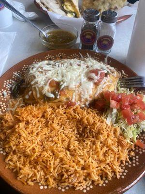 Chile relleno plate with double rice