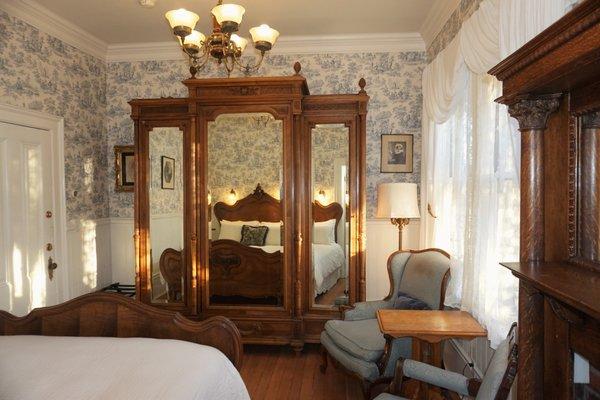 Massive French armoire in Lily room, with queen bed on ground floor