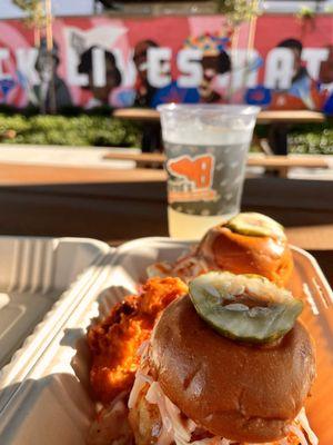 Cauliflower sliders for us vegetarians and vegans (without the slaw).