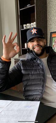 MY BOY DHANE SMITH PICKING UP SOME PRIZES WITH ME AT THE FUN CENTER FRONT DESK WEARING AN ASTROS HAT AND SUPPORTING MY SON!!!!!