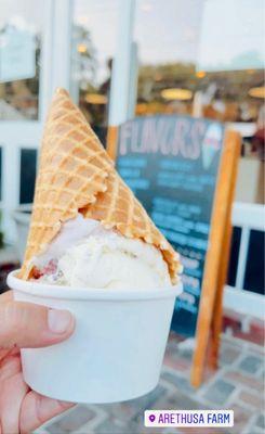 Strawberry and coconut ice cream yum!