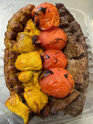 4 kind of kabob, filet mignon, chicken tender, ground beef and ground chicken