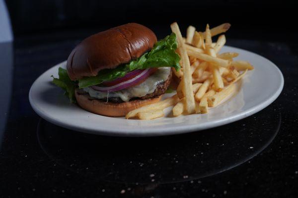 Playmates burger with fries